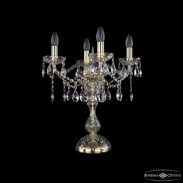 Настольная лампа декоративная Bohemia Ivele Crystal 1413 золото арт. 1413L/4/141-47 G
