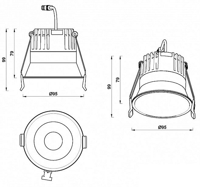 Встраиваемый светильник iLedex Mars черный арт. 212-12W-D95-3000K-24DG-BK