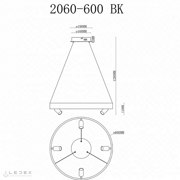 Подвесная люстра iLedex Vision черный арт. 2060-D600 BK