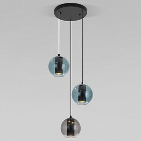Подвесной светильник Eurosvet Cobble черный арт. 50258/3 LED дымчатый/бирюзовый