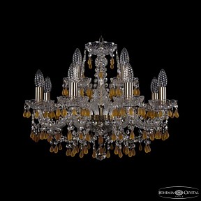 Подвесная люстра Bohemia Ivele Crystal 1410 золото арт. 1410/8+4/195 Pa V1003