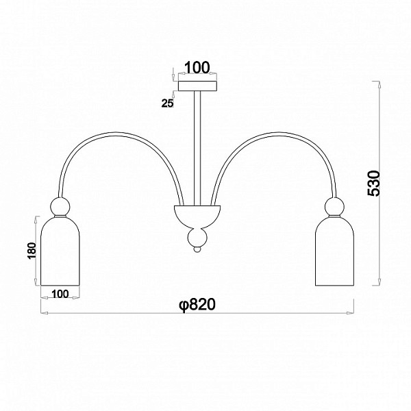 Люстра на штанге Escada Ode коричневый арт. 686/8PL Copper