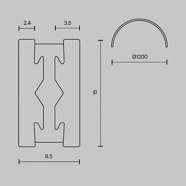 Трек Maytoni Technical Busbar trunkings Flarity металл арт. TRX154-2SR-D1200-PT