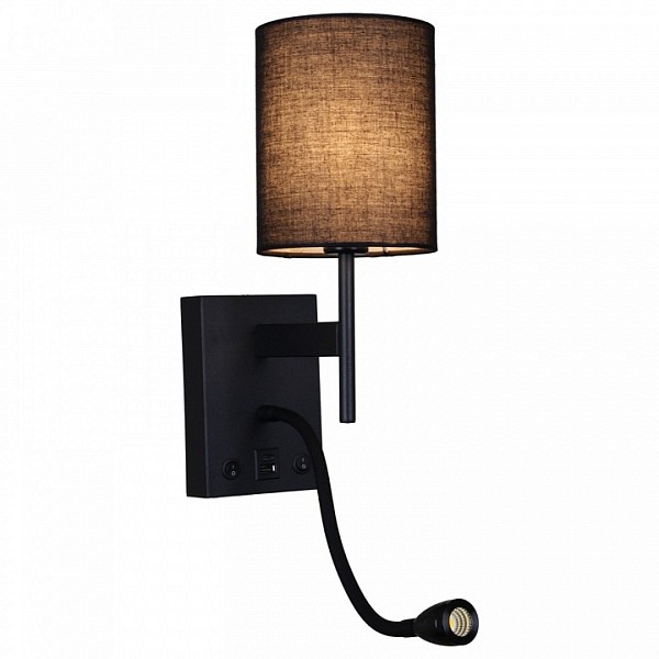 Бра с подсветкой Reluce 86210 черный арт. 86210-9.2-001KT LED3W+E14 BK
