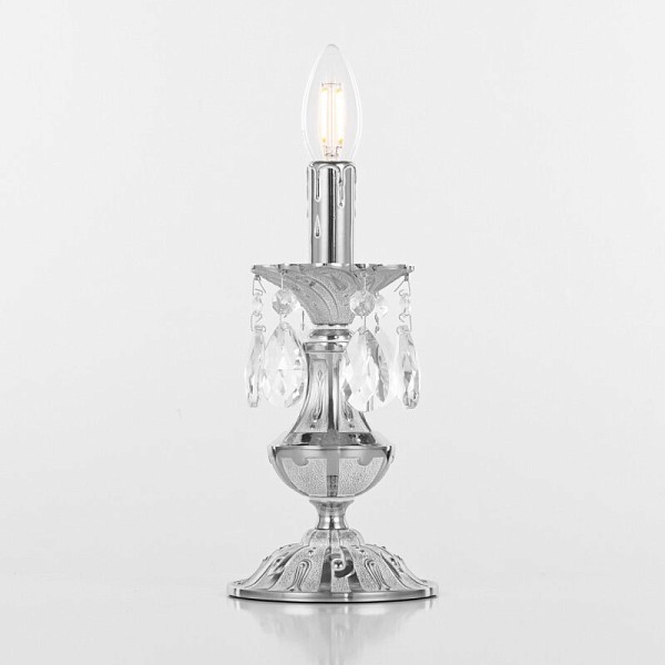 Настольная лампа декоративная Bohemia Ivele Crystal AL77 никель арт. AL77200L/1-25 NW