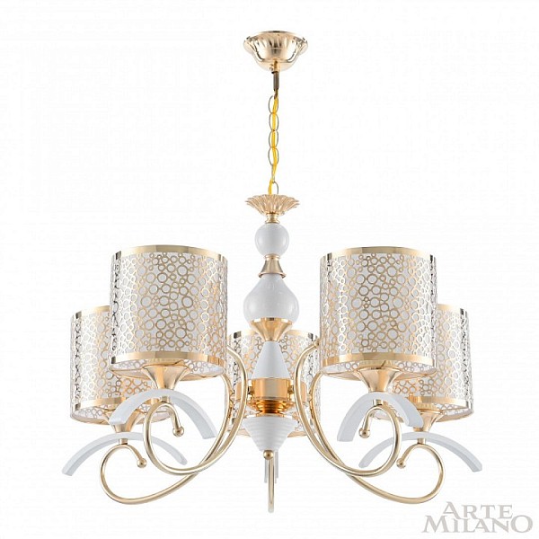 Подвесная люстра Arte Milano Florentia-9787 белый арт. 309787/5 Wh/Gd
