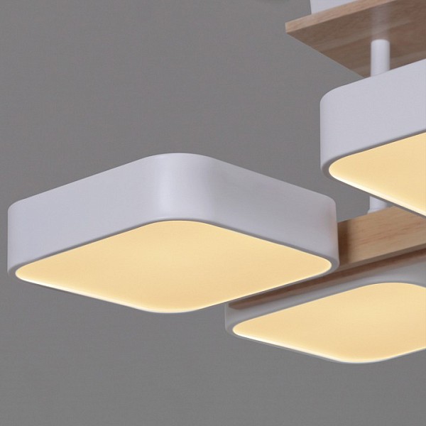 Люстра на штанге Reluce  белый арт. 03359-0.3-06 WH+WOOD