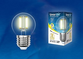 Лампа светодиодная Uniel Air  арт. LED-G45-7,5W/WW/E27/CL GLA01TR картон