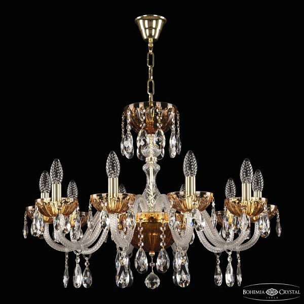 Подвесная люстра Bohemia Ivele Crystal 5417 золото арт. 5417/10/240 G Amber/M-1H