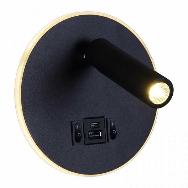 Бра Reluce 86203 черный арт. 86203-9.2-001KT LED12W+USB BK