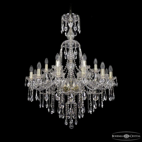 Подвесная люстра Bohemia Ivele Crystal 1415 золото арт. 1415/12+6/300/XL-108 G