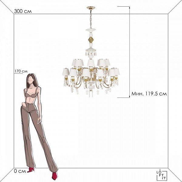 Подвесная люстра Loft it Grace желтый арт. 10203/12+8 White