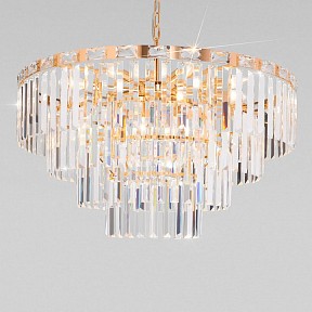 Подвесная люстра Eurosvet Elegante желтый арт. 10130/10 золото/прозрачный хрусталь Strotskis