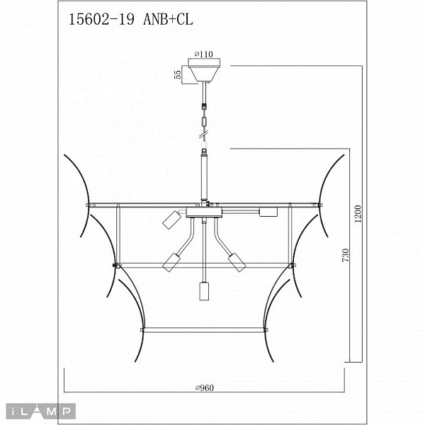 Подвесной светильник iLamp Gramercy  арт. 15602-19 ANB+CL