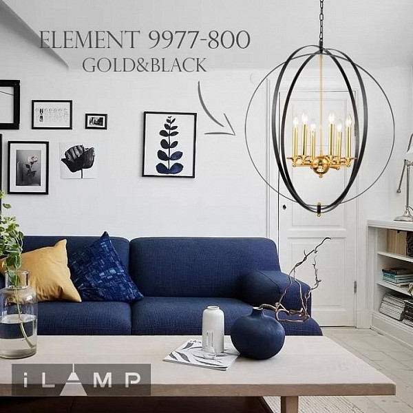 Подвесная люстра iLamp Element золото арт. 9977-800 GL+BK