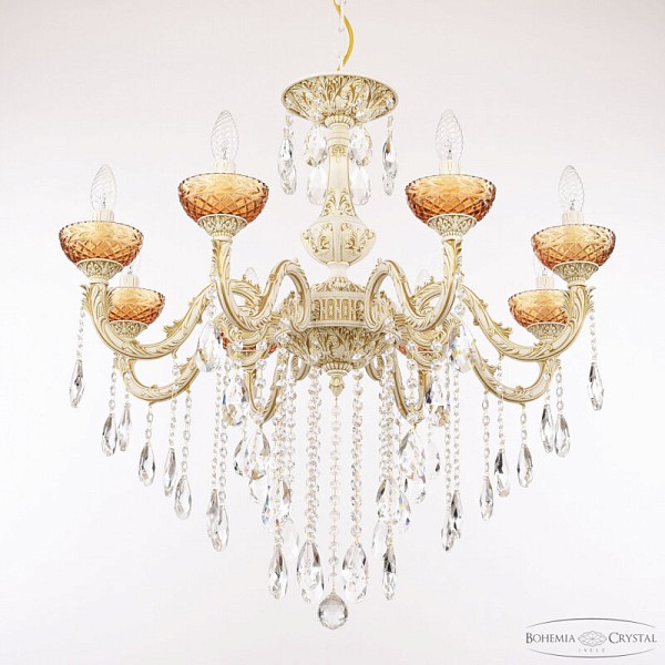 Подвесная люстра Bohemia Ivele Crystal AL7901 белый арт. AL79101/8/250 B WMG P Amber/M-1F