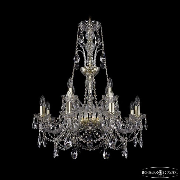 Подвесная люстра Bohemia Ivele Crystal 1411 золото арт. 1411/8+4/240/XL-83 G