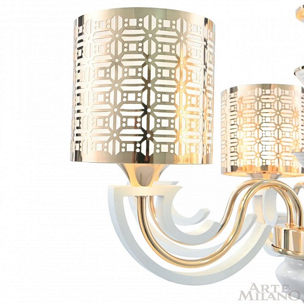 Подвесная люстра Arte Milano Florentia-8857 белый арт. 308857/8 Wh/Gd