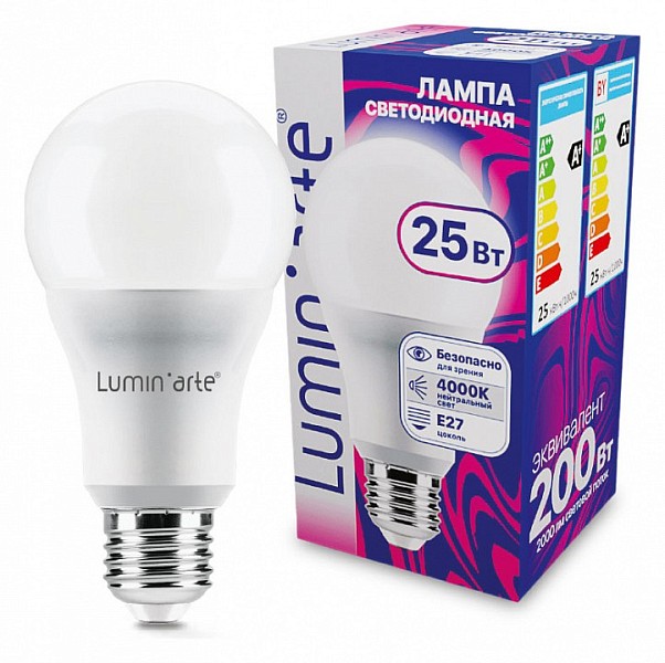 Лампа светодиодная Luminarte   арт. LSTD-A65-25W4KE27