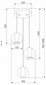 Подвесной светильник Eurosvet Cobble черный арт. 50258/3 LED дымчатый/бирюзовый