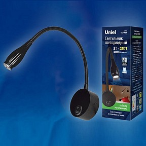 Бра Uniel ULT-F22 черный арт. ULT-F22-3W/4000K IP20 BLACK