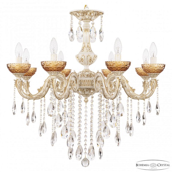 Подвесная люстра Bohemia Ivele Crystal AL7901 белый арт. AL79101/8/250 B WMG P Amber/M-1F