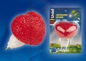 Ночник Uniel DTL-309 белый арт. DTL-309-Сердечко/RED/1LED/0,1W