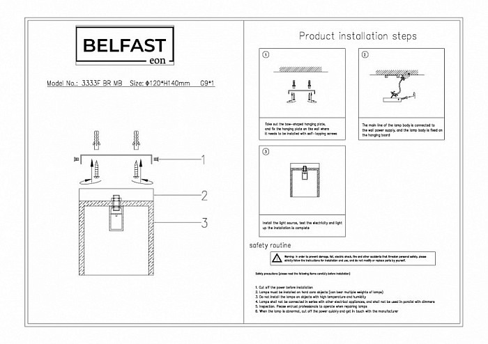 Накладной светильник Belfast Ravenhill латунь арт. 3333F BR MB