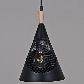 Подвесной светильник Reluce 03250-1 черный арт. 03250-3.9-01 BK+WOOD