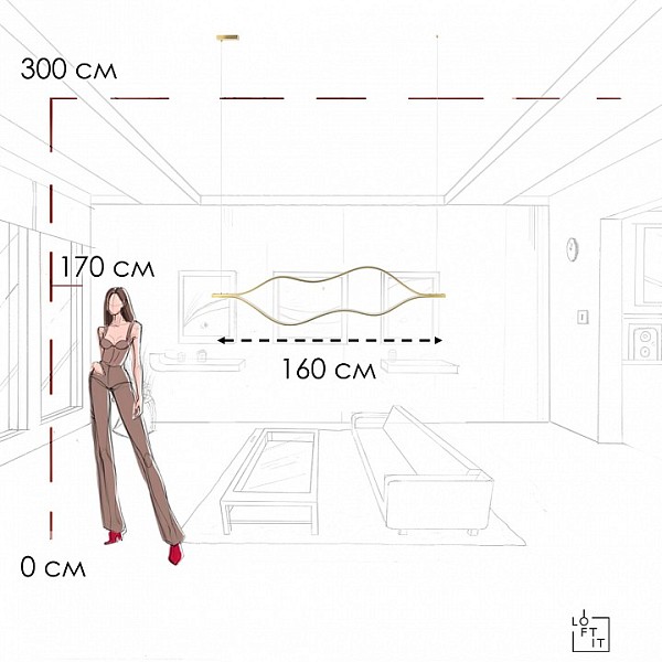 Подвесной светильник Loft it Tape Light бронза арт. 10403/1600 AB
