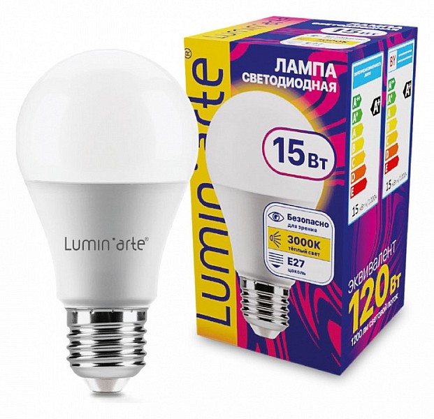 Лампа светодиодная Luminarte   арт. LSTD-A60-15W3KE27