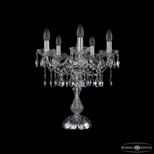 Настольная лампа декоративная Bohemia Ivele Crystal 1413 никель арт. 1413L/5/141-47 Ni