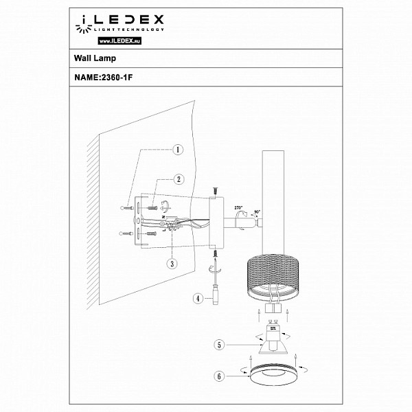 Бра iLedex Delta черный арт. 2360-1 BK+GRP