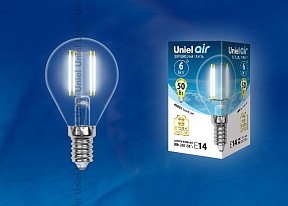 Лампа светодиодная Uniel Air  арт. LED-G45-6W/NW/E14/CL GLA01TR картон