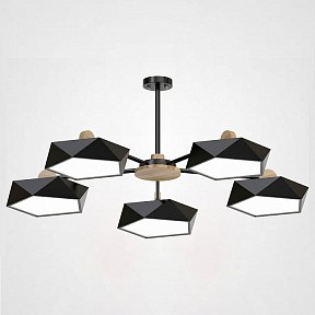 Люстра на штанге Imperiumloft Geometric Черная дерево арт. GEOMETRIC-CH01