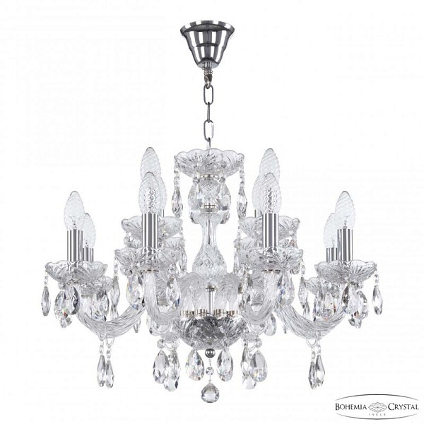 Подвесная люстра Bohemia Ivele Crystal 117 никель арт. 117/8+4/195 Ni