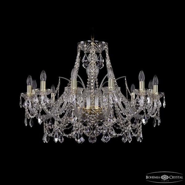 Подвесная люстра Bohemia Ivele Crystal 1411 золото арт. 1411/12/300 G Leafs