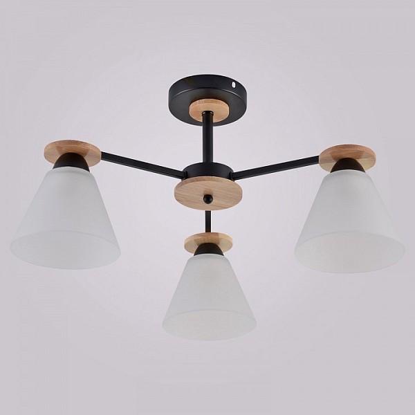 Люстра на штанге Reluce 01625-1 дерево арт. 01625-0.3-03 BK+WOOD