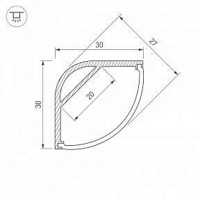 Профиль Arlight ARH-KANT-H30-2000 ANOD серый арт. 016136
