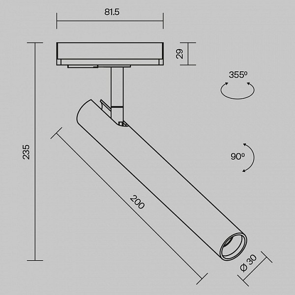 Светильник на штанге Maytoni Focus T черный арт. TR141-1-6W3K-M-BS