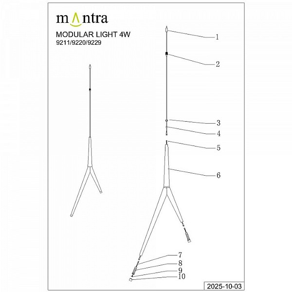 Подвесная люстра Mantra Arrecife белый арт. 9362+9211 (5L)