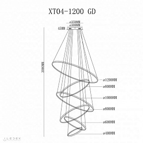 Подвесной светильник iLedex Axis золото арт. XT04-D1200 GD
