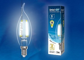 Лампа светодиодная Uniel Air  арт. LED-CW35-6W/NW/E14/CL GLA01TR картон