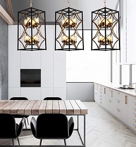 Подвесная люстра LUMINA DECO Quadrato золото арт. LDP 1223-8 BK+MD