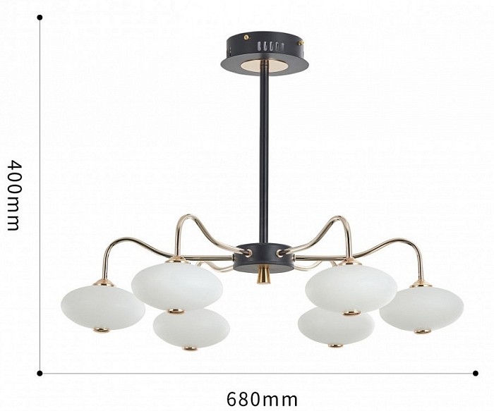 Люстра на штанге Arte Milano Neapolis-73908 золото арт. 273908/6 BK/GD