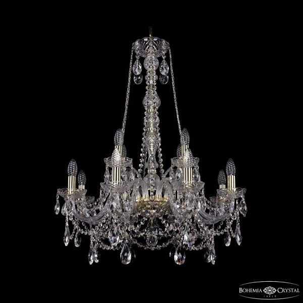 Подвесная люстра Bohemia Ivele Crystal 1411 золото арт. 1411/8+4/240/h-83 G