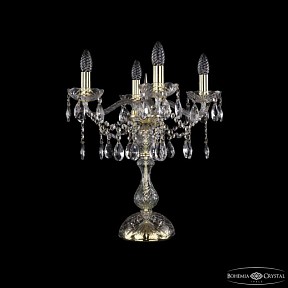 Настольная лампа декоративная Bohemia Ivele Crystal 1413 золото арт. 1413L/4/141-47 G