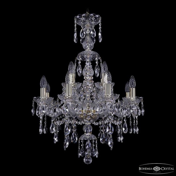 Подвесная люстра Bohemia Ivele Crystal 1415 золото арт. 1415/8+4/200/XL-76 G