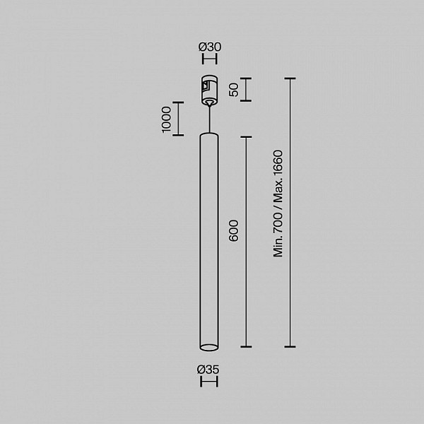 Подвесной светильник Maytoni Technical Focus Led металл арт. TR156-1-5W3K-PT