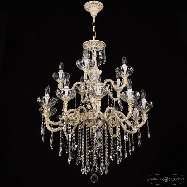 Подвесная люстра Bohemia Ivele Crystal AL7901 белый арт. AL79101/10+5/250/2D B WMG P Clear/M-1H